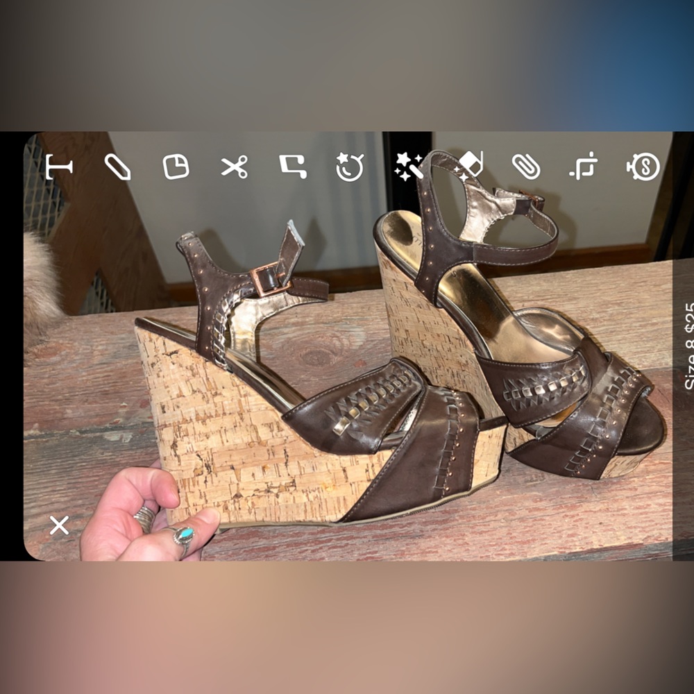Brown wedge sandals